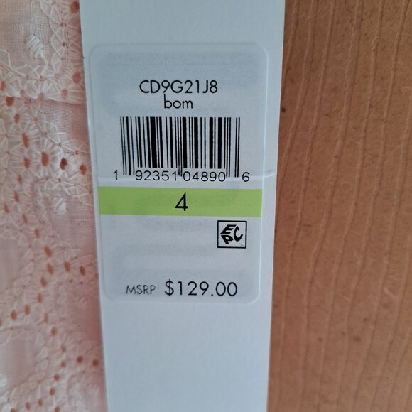 Size 4 Calvin Klein Peach Color Eyelet Dress - Picture 6 of 6
